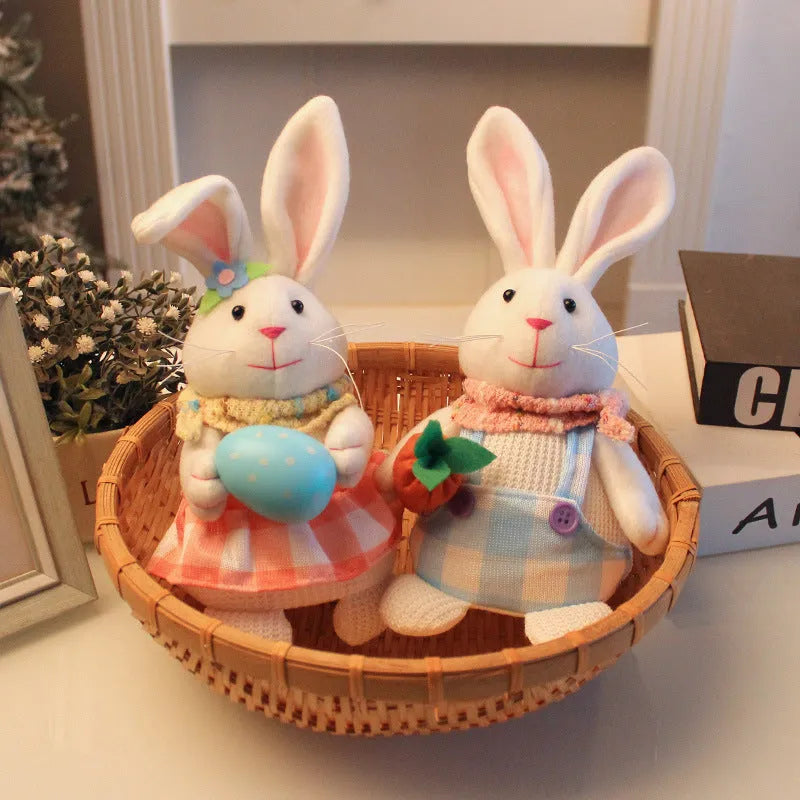 Easter cartoon rabbit tabletop decoration cloth padded cotton plastic 11x11x24cm luminous