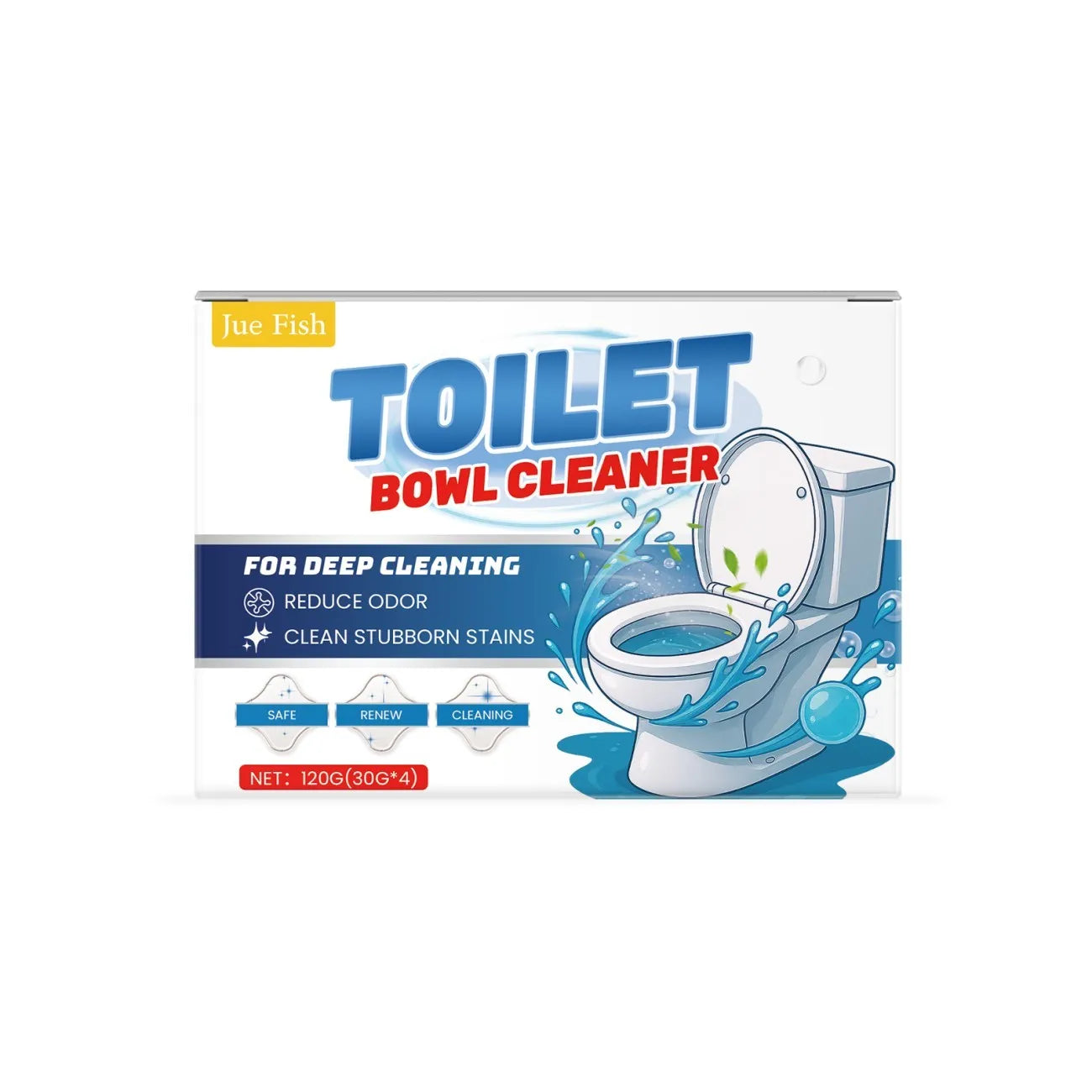 Pack of four sachets of toilet bowl cleaner powder for removing urine stains and odours
