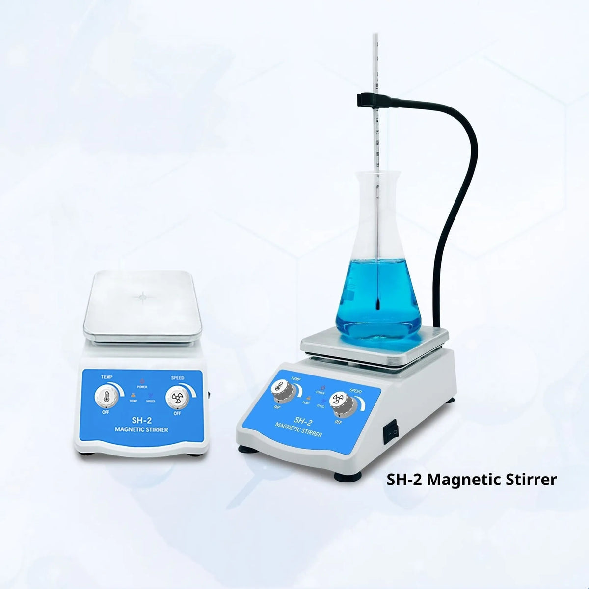 SH-2 magnetic stirrer with heating and speed regulation, 12V, 225 x 126 x 70 mm