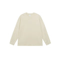Men's solid colour pure cotton long-sleeved t-shirt shown in loose fit on a hanger.