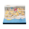 3D paper carving model of Santorini beach with LED lights, made from a notepad