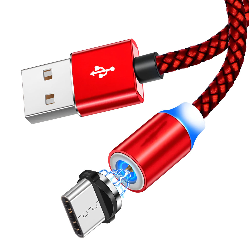 Black silver red gold magnetic charging cable for Android Type C and Apple iOS phones