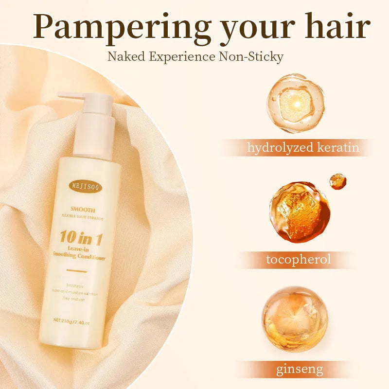 210g wash-free soft 10-in-1 hair conditioner bottle for frizzy hair improvement