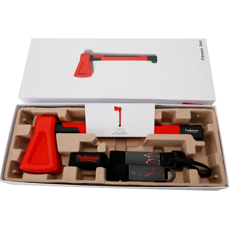 Red plastic home fitness axe muscle trainer on a white background.
