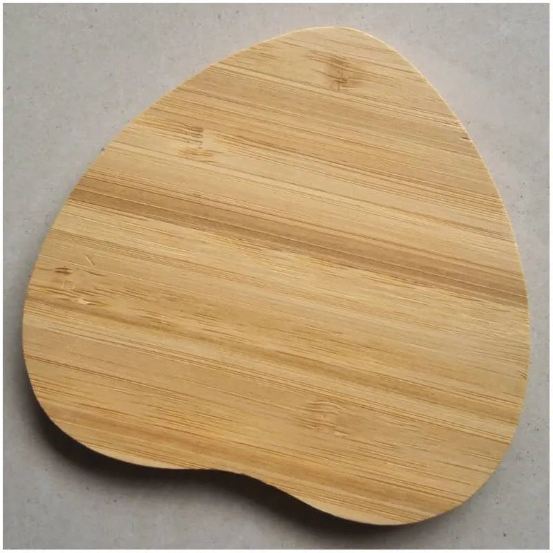 Square wooden bamboo 5W Qi wireless charging pad on a desk