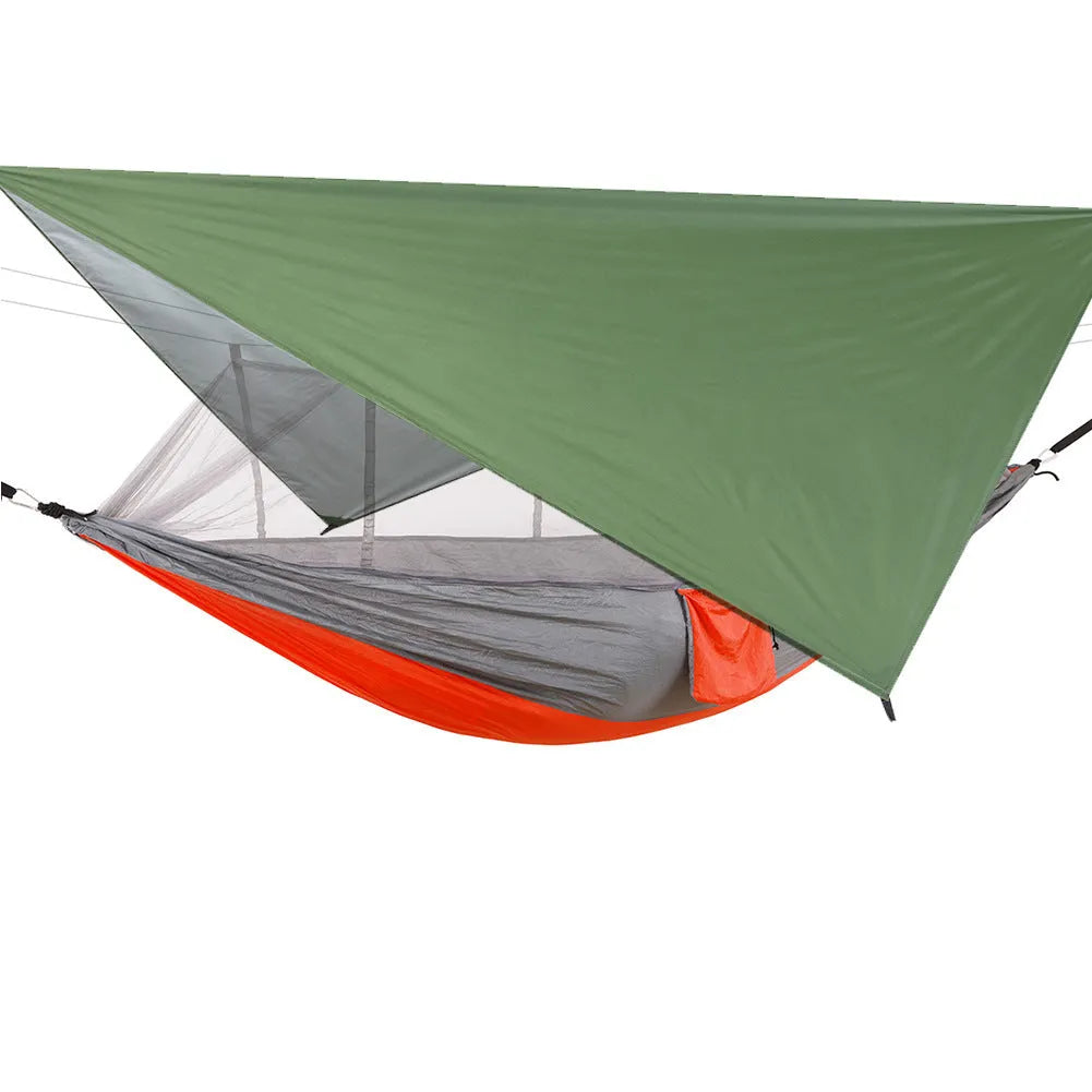 Waterproof camping hammock with mosquito net and sunshade canopy 260 x 140cm in army green