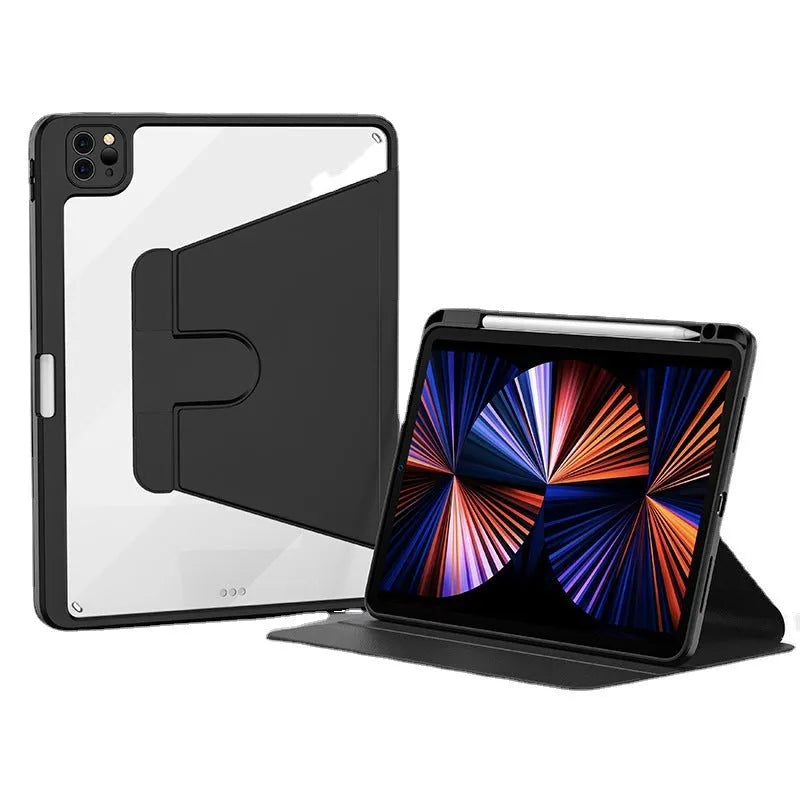Swivel tablet holster with pen tray cover in faux leather for iPad models, six colour options