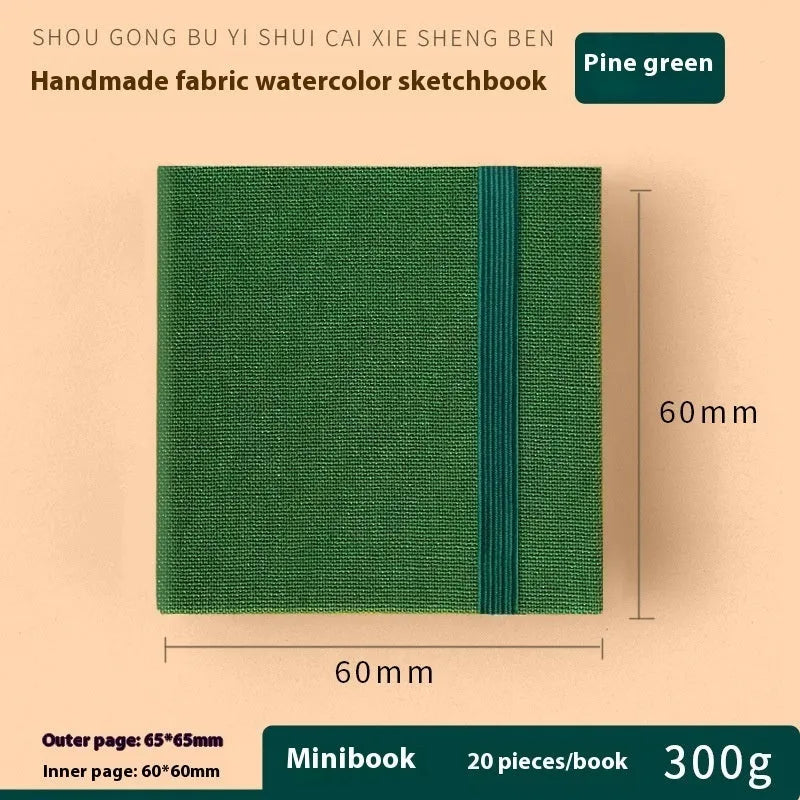 Feiluniao handmade fabric watercolour sketchbook with decorative cover, 185mm long.