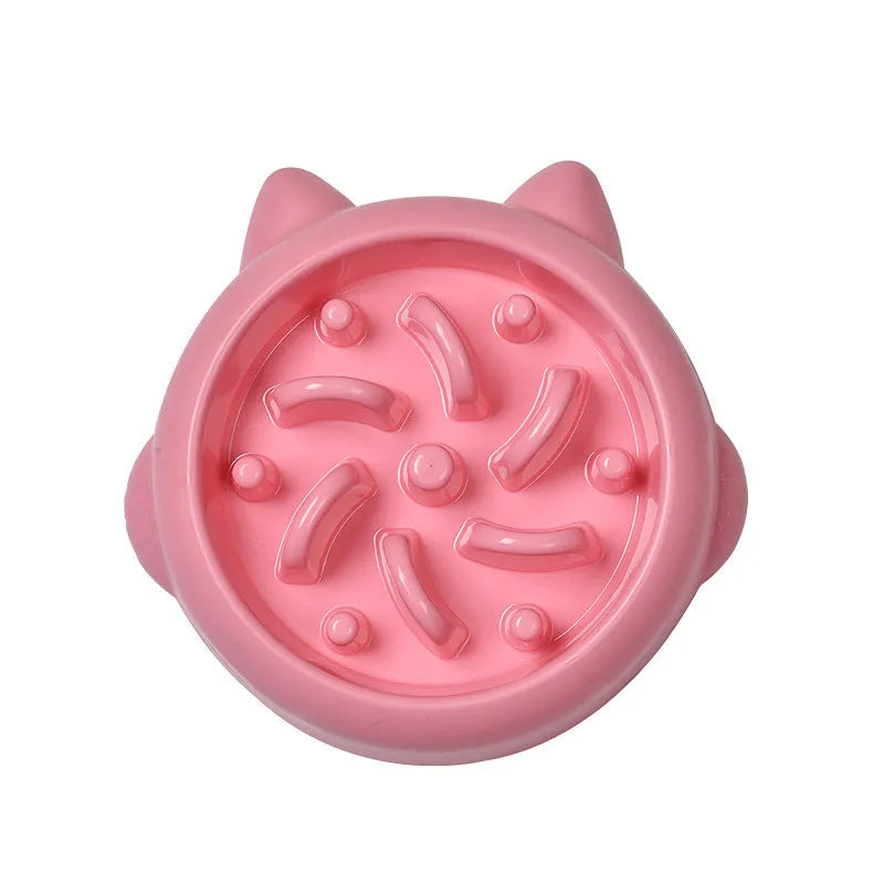 Pet slow feeder bowl in green with fun-shaped obstacles to slow eating and prevent gulping