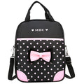 Black PU leather backpack with large capacity, zipper closure, double straps, and soft handle