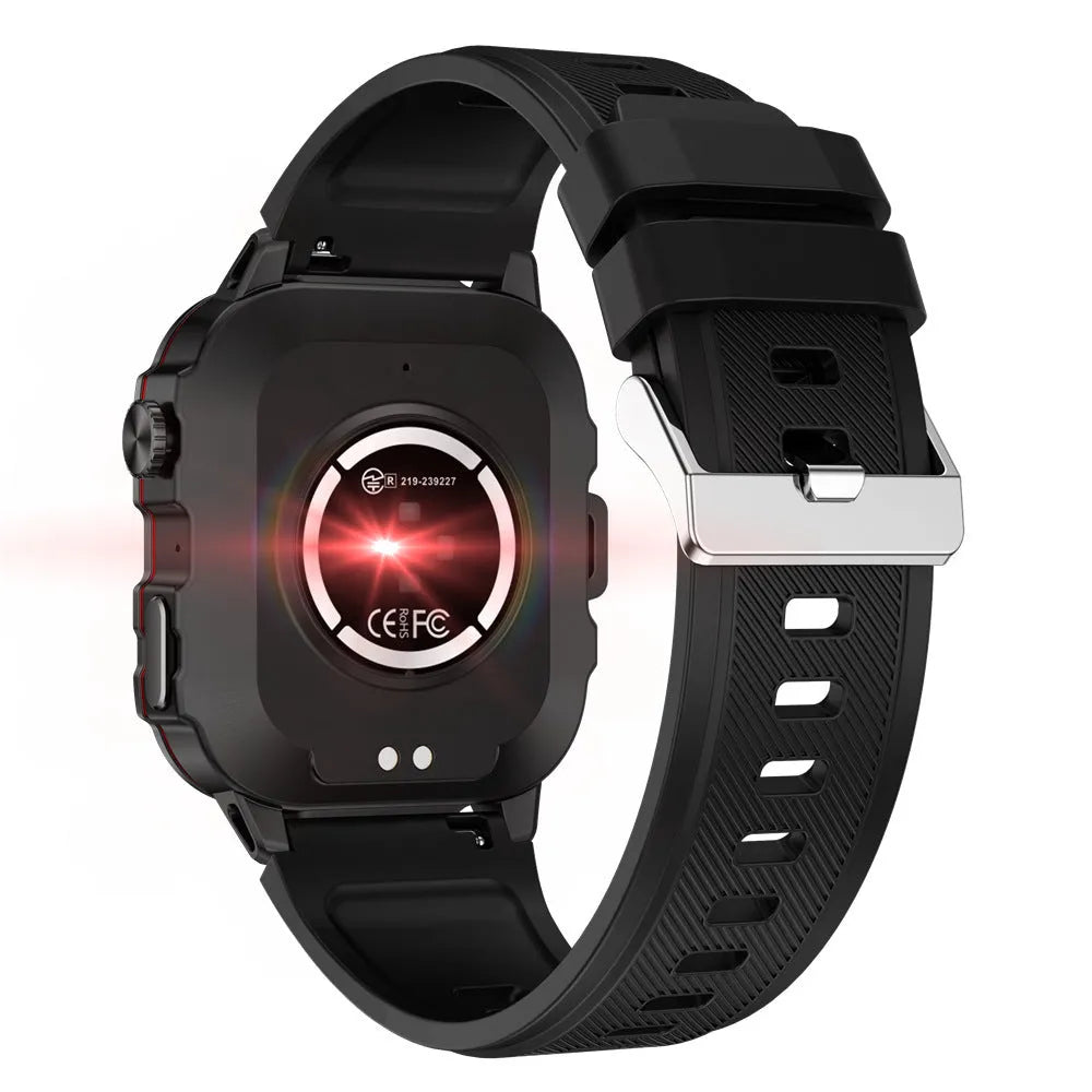 QX11 Smart Bluetooth Watch in black or khaki with zinc alloy case and TFT screen display