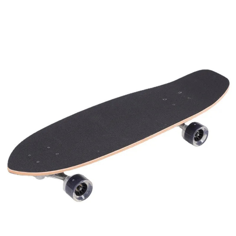 White wooden skateboard with a 31-inch maple deck for street riding.