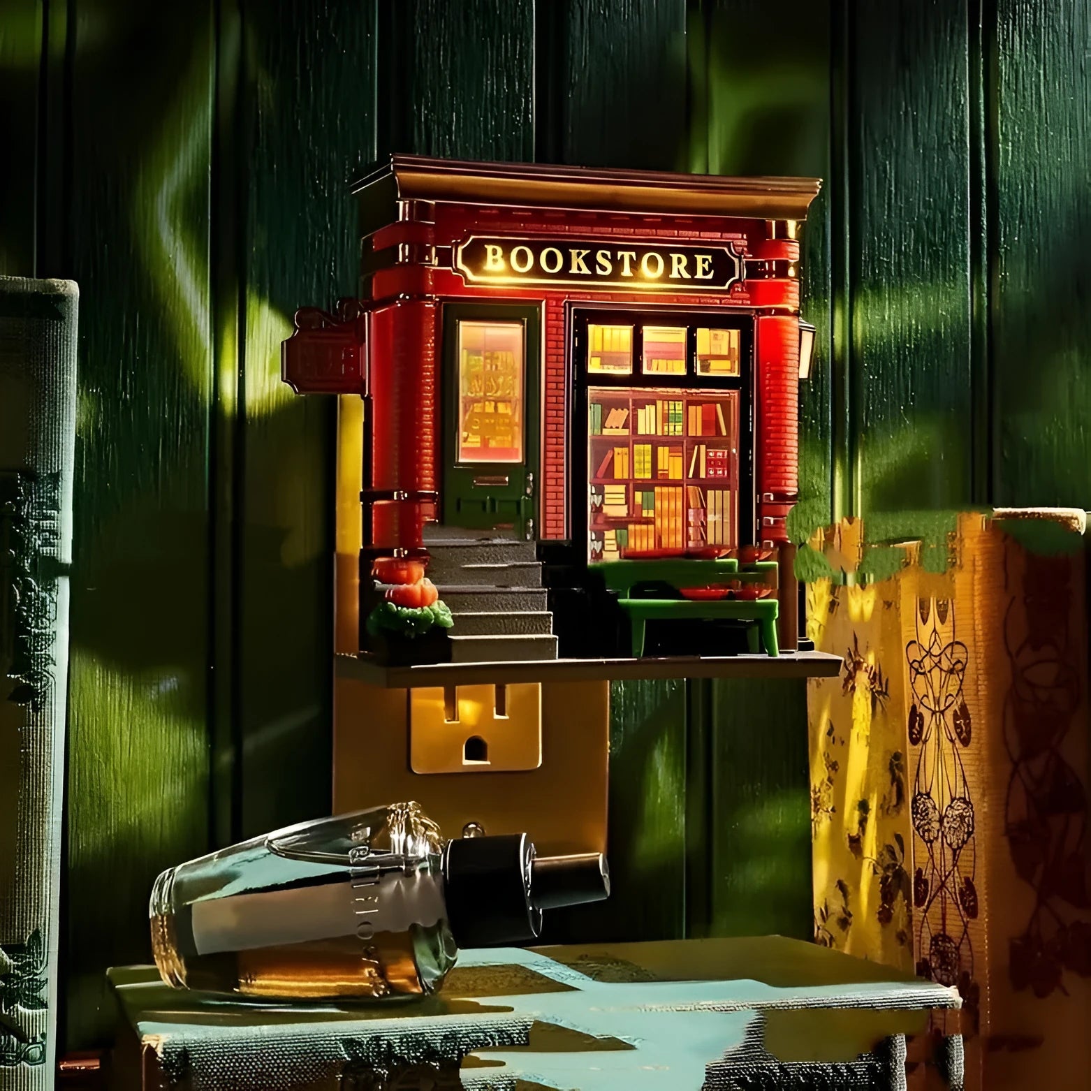 Small resin cartoon house night lamp ornament with a US plug, for decorative and gifting use.
