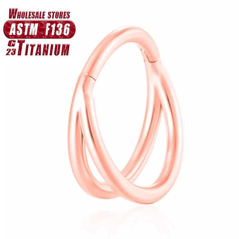 Titanium alloy nose ring or septum piercing in silver, available in multiple lengths and diamond-accented styles.