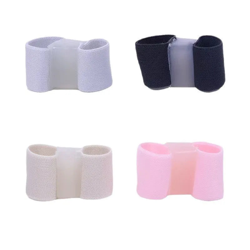 Double-hole toe orthosis in black, skin colour, pink, and light gray TPU for overlapping toe correction