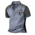 Men's loose fit golf polo shirt with 3D digital printed design on polyester bird eye cloth fabric
