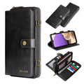 Multifunctional wallet phone case with diagonal card slots for iPhone and Samsung models in pure colour machined finish