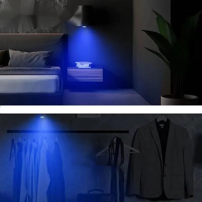 Universal car interior LED touch night lamp on ABS aluminium base in blue light colour option