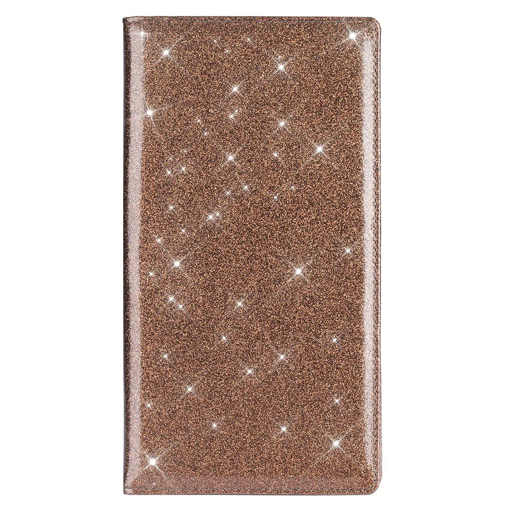 Purple PU leather car insurance and registration document wallet lying flat, showing its slim 24cm profile.