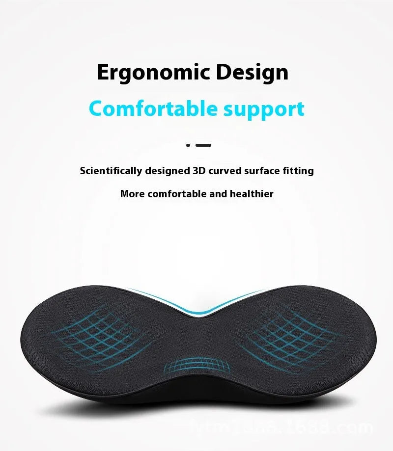 Flat style car seat cushion with memory foam filler, shown in available colours: black, beige, brown, and red.