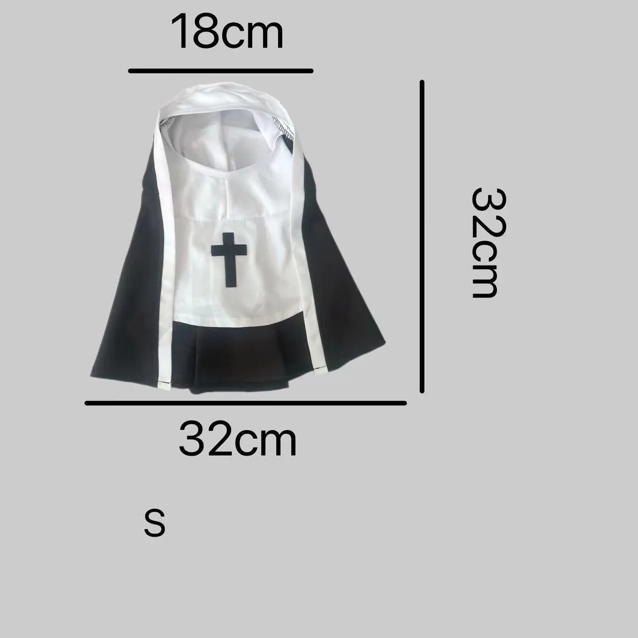 Black and white nun costume for small medium dogs with cloak design