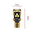 Single T15 white automotive reverse light bulb with PVC housing.