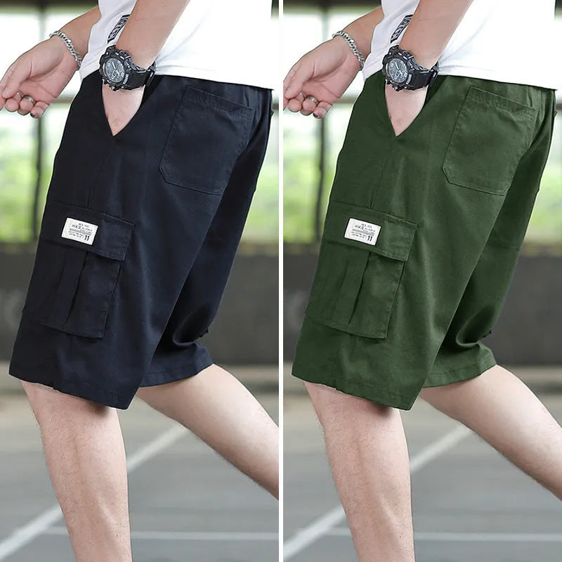 Men's loose fit Korean style cargo trousers in army green with giraffe pattern gradient detail