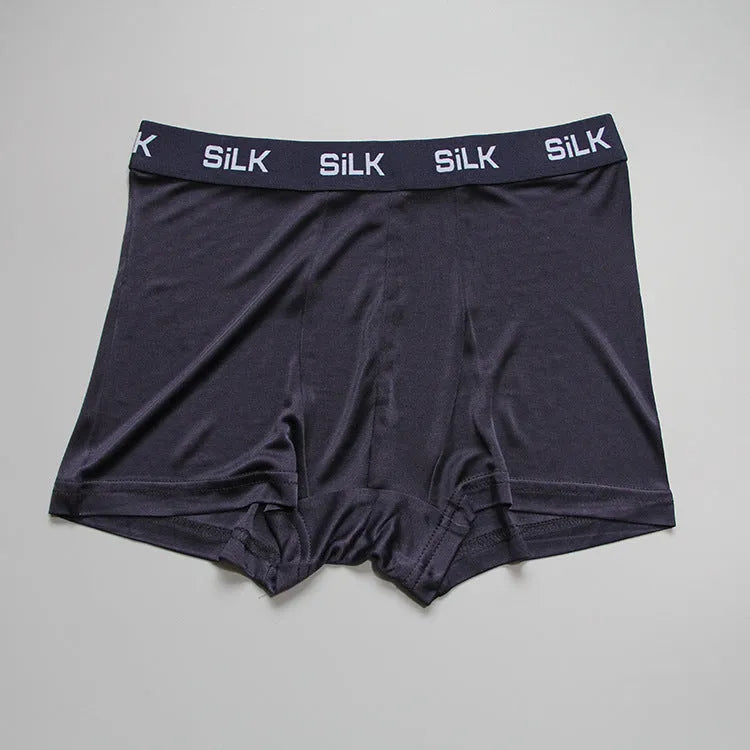 Men's silk loose fit shorts in navy blue, silver grey, or skin colour