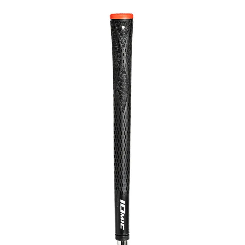 Close-up of a TPE golf club grip showing cross-hatch texture, displayed in red colour option.