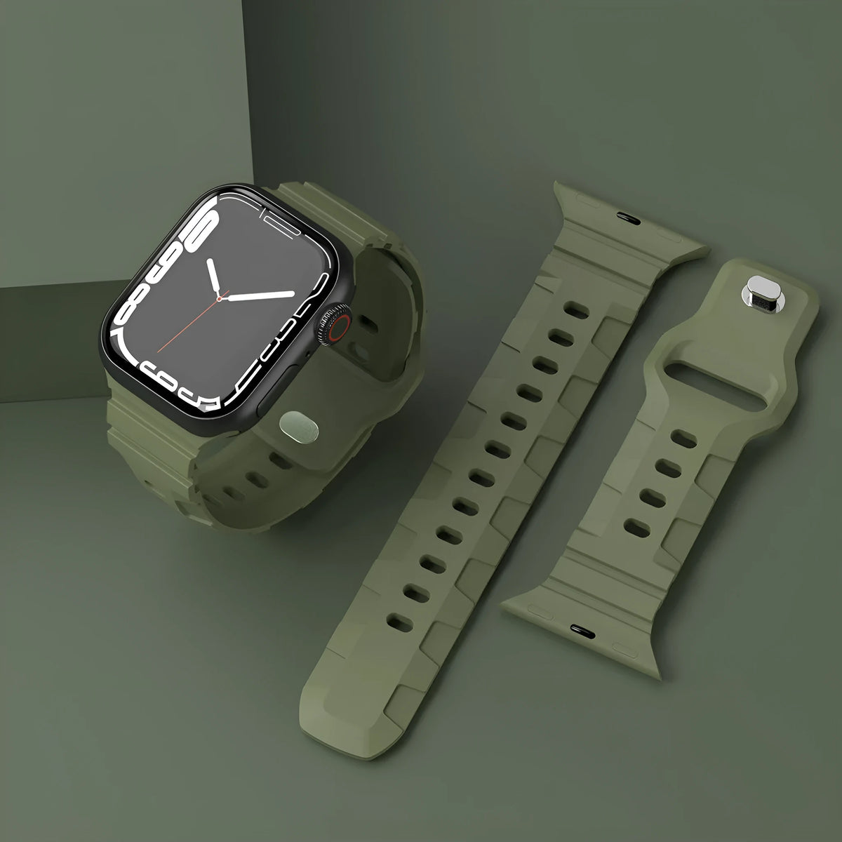Sports silicone strap for Apple Watch in army green colour, 38/40/41mm size