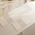 Household oval diatom ooze kitchen floor mat with stripe geometric pattern in Gu Chuan colour on tiled kitchen floor