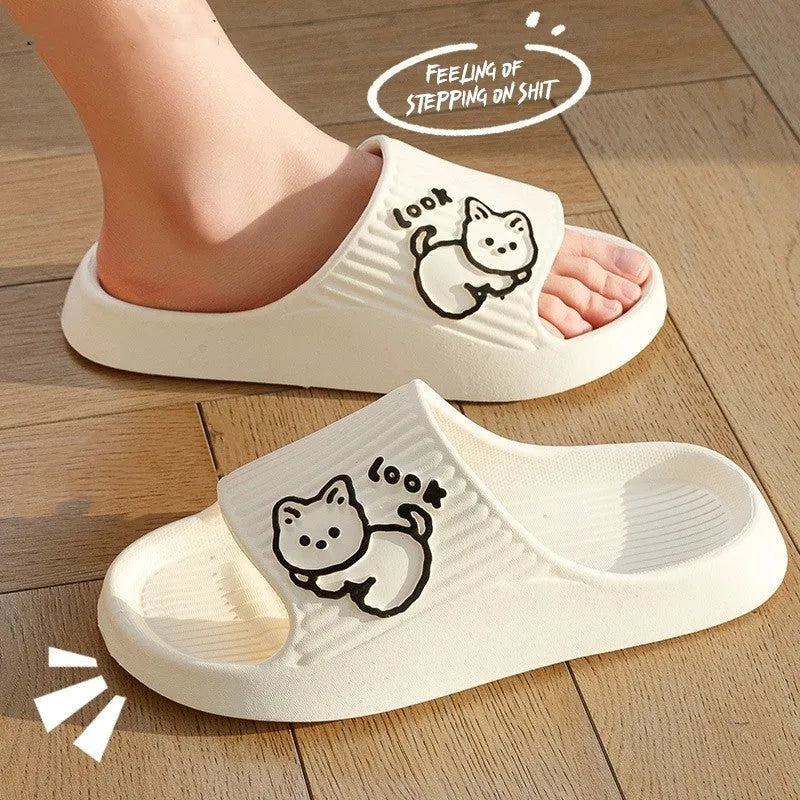 Women's cat slippers with thick EVA platform sole in multiple colour options