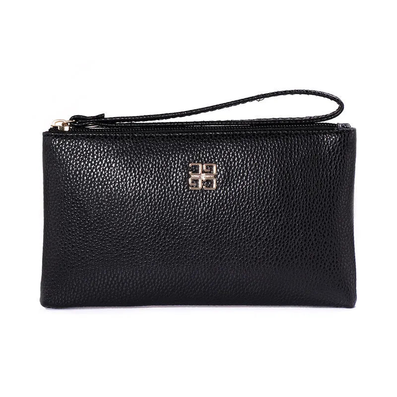 Long wine red PU leather wallet handbag with a zipper and visible sewing lines, laid flat to show its 55-inch length.