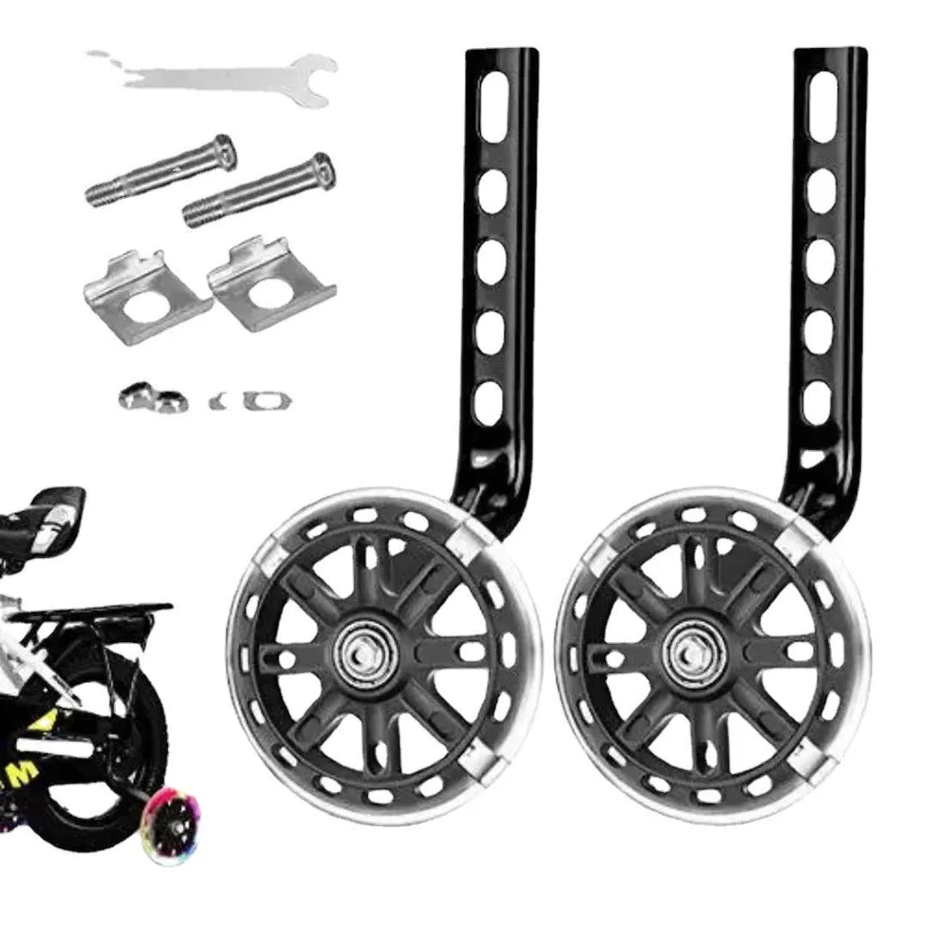 Children's glow auxiliary bicycle training wheel set with universal bracket in multiple colours