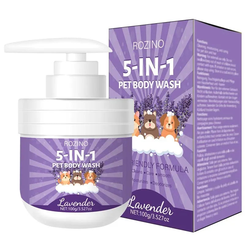 100g pet shower gel in plastic bottle with deodorising and sterilising properties for dogs and cats