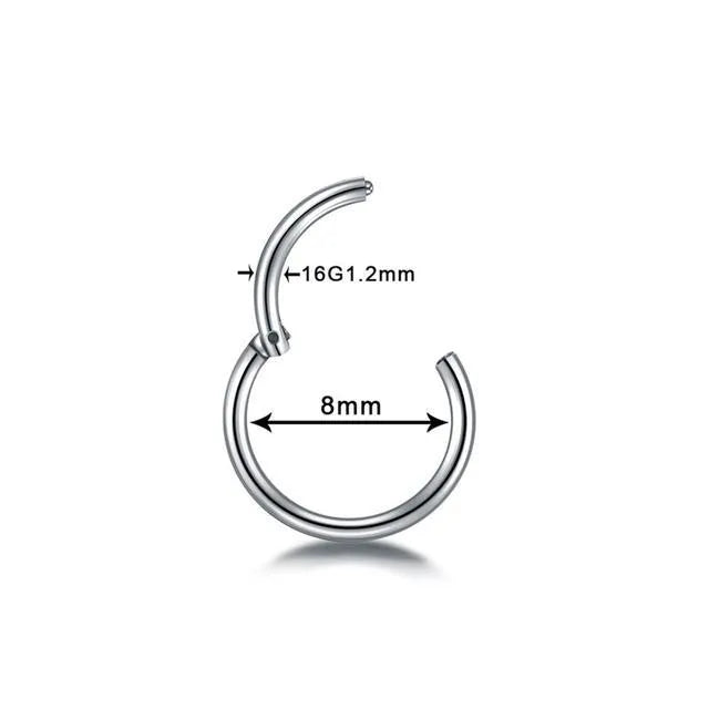 G23 titanium segment hinged clicker ring for septum nose piercing in rainbow colour finish