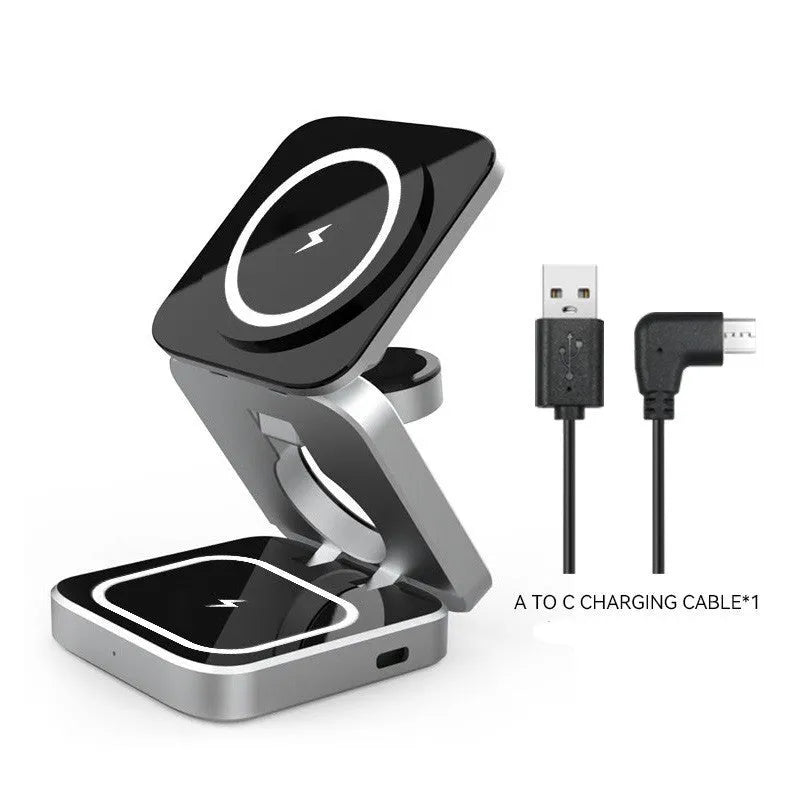 Folding three-in-one desktop wireless charging bracket for Apple Samsung and Google Pixel Watch