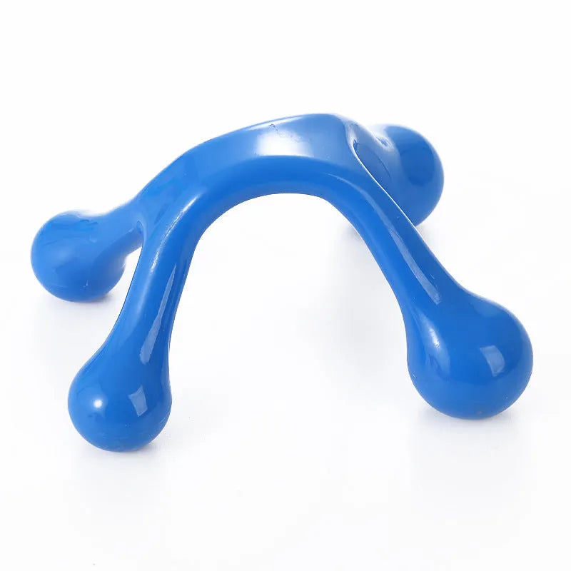 Plastic four-leg meridian scraping massager in dark blue, approximately 12cm by 11cm by 6cm