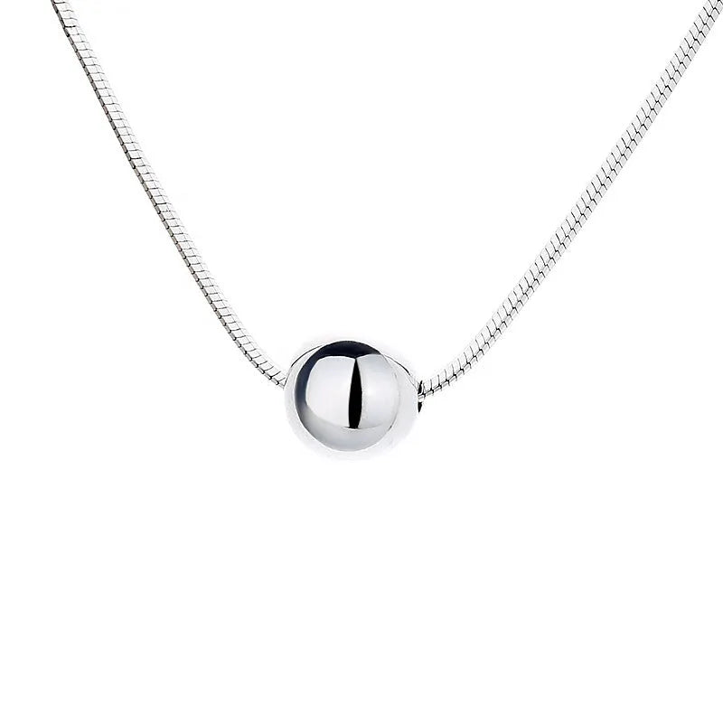 925 sterling silver clavicle chain necklace with small spherical pendant charms in round design