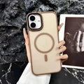 Frosted magnetic suction mobile phone case for iPhone 16 in dark purple colour