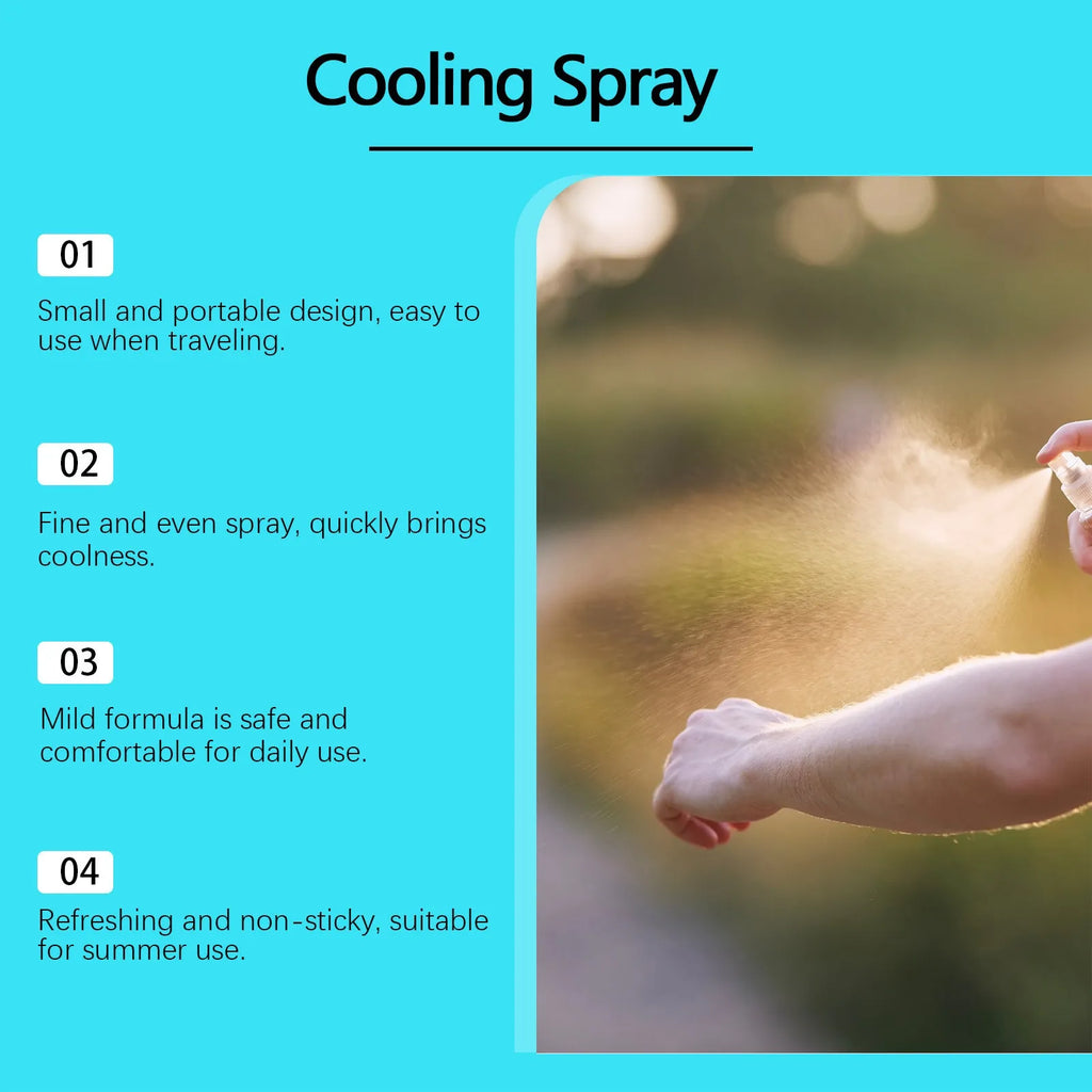 50ml portable cooling spray bottle with mint extract for summer outdoor use