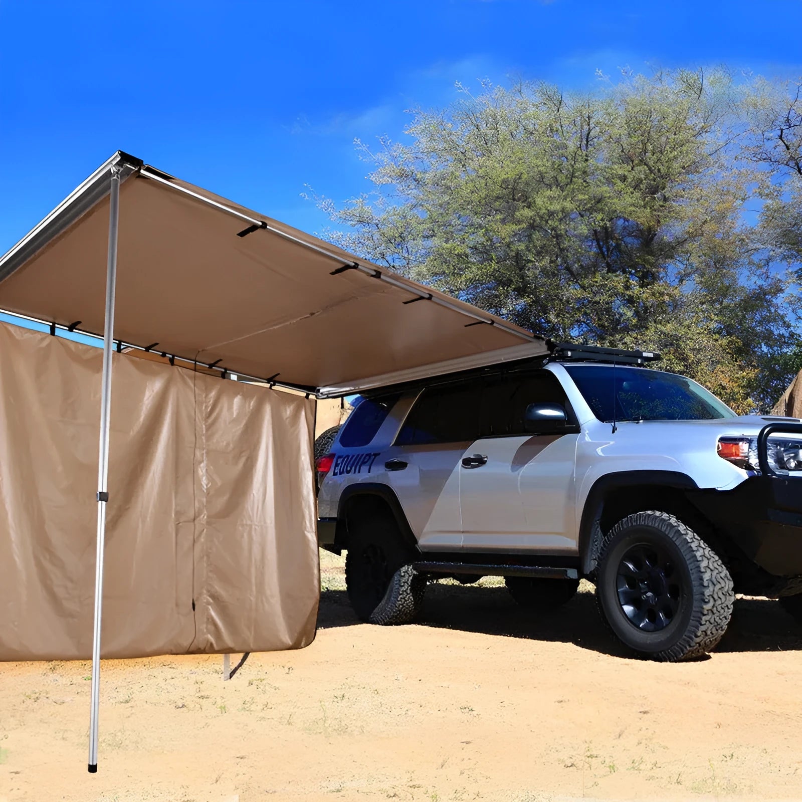 Black glue rainproof two-bedroom tent with aluminium poles on grass