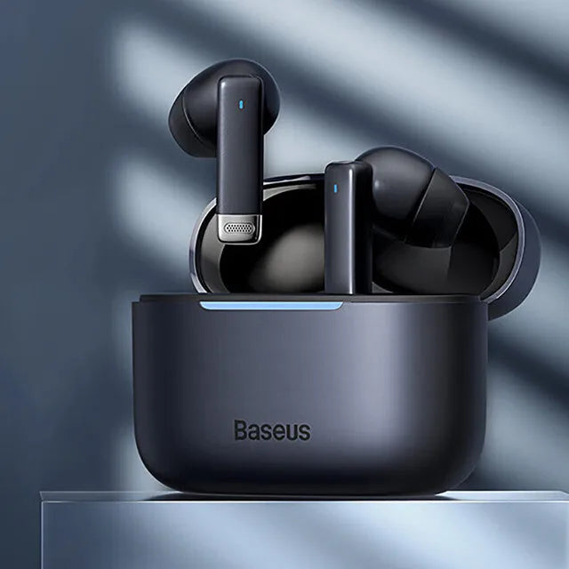 Pearl White and Obsidian Black active noise cancelling wireless earbuds with charging case.