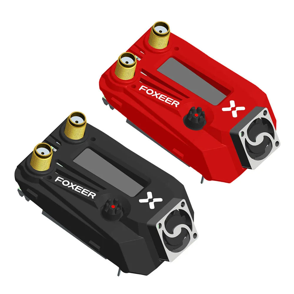 Black Wildfire FPV receiver glasses showing lightweight design and dual-channel system for drone flying.