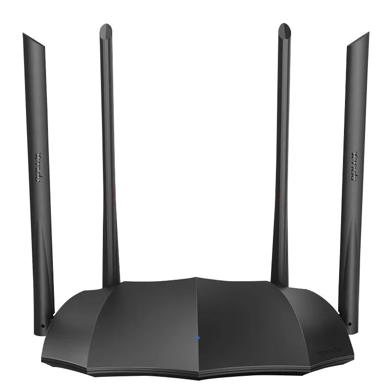 Dual-band wireless router with three gigabit LAN ports and compact design