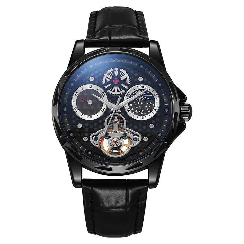 Automatic men's business watch with luminous hands on a steel bracelet.