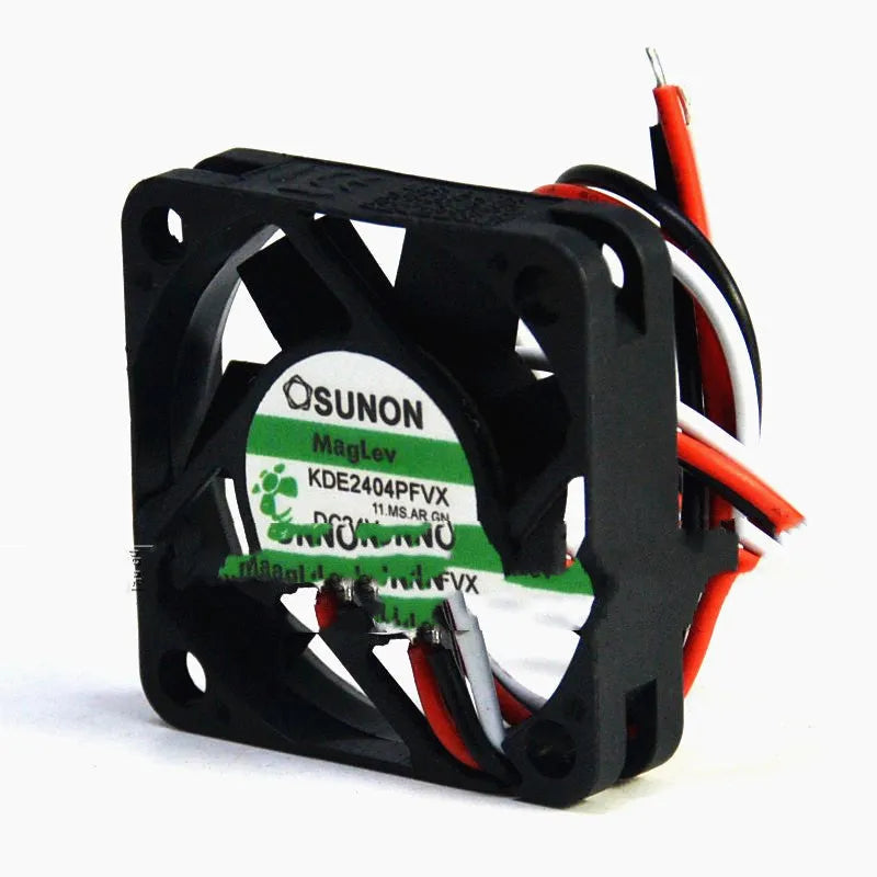 SUNON KDE2404PFVX 4cm diameter 24V ultra-quiet cooling fan with attached cable.