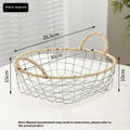 Iron wire woven storage basket with binaural ear handles for fruit and sundries in ins style