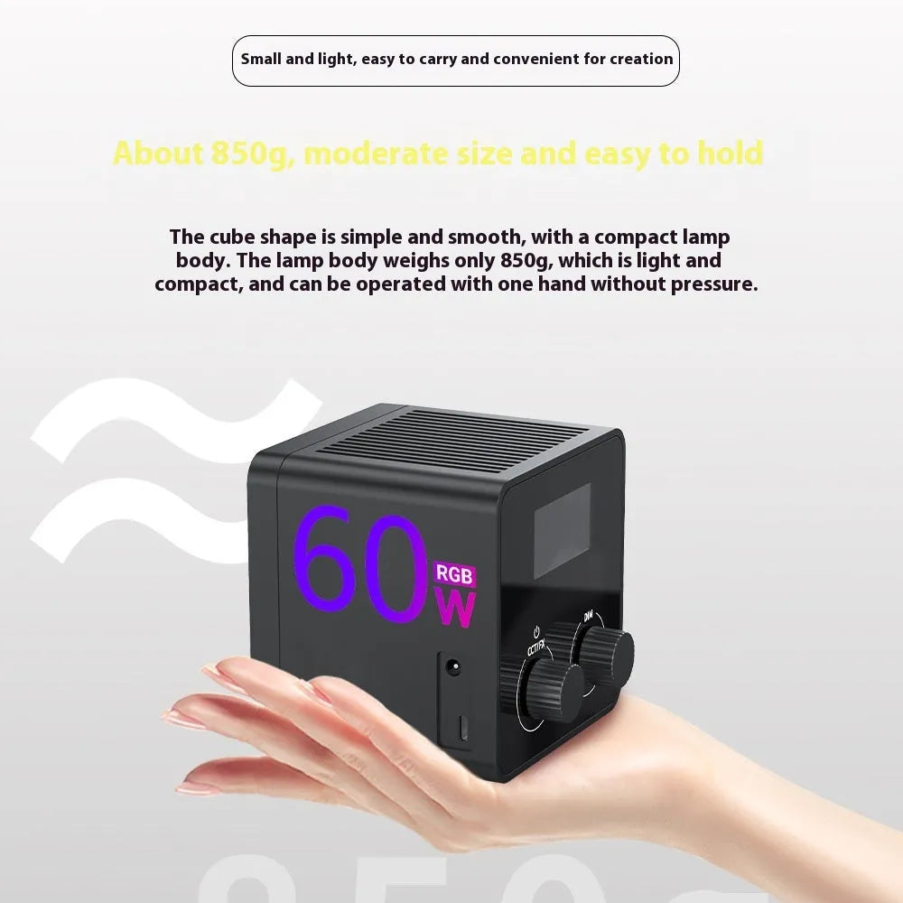 Mobile outdoor live photography handheld fill light with built-in battery, 105x95mm, LED photo lamp