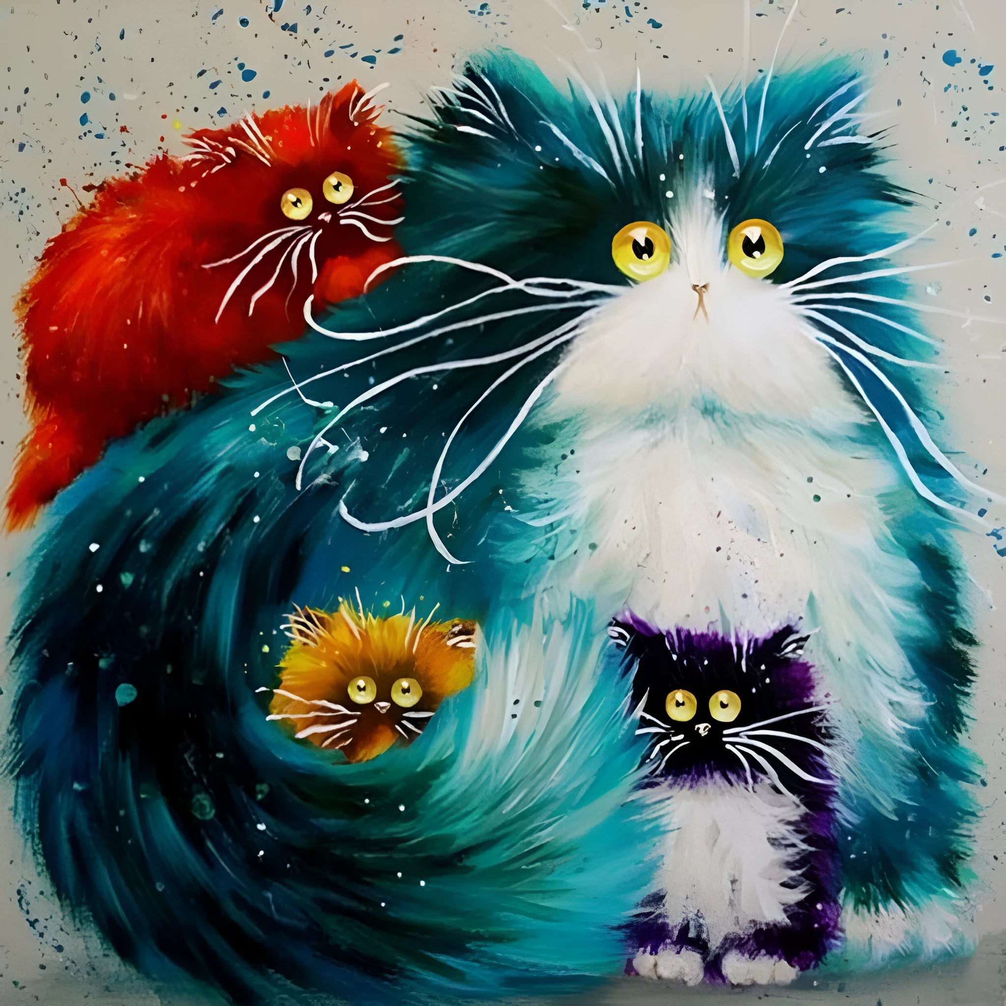 Scared or Surprised cat DIY painting by numbers kit with canvas, acrylic paints, and brushes